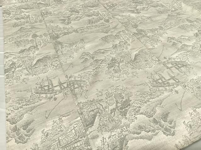 平和屋着物○本場大島紬 白大島 カタス9マルキ 人物風景文 正絹 逸品