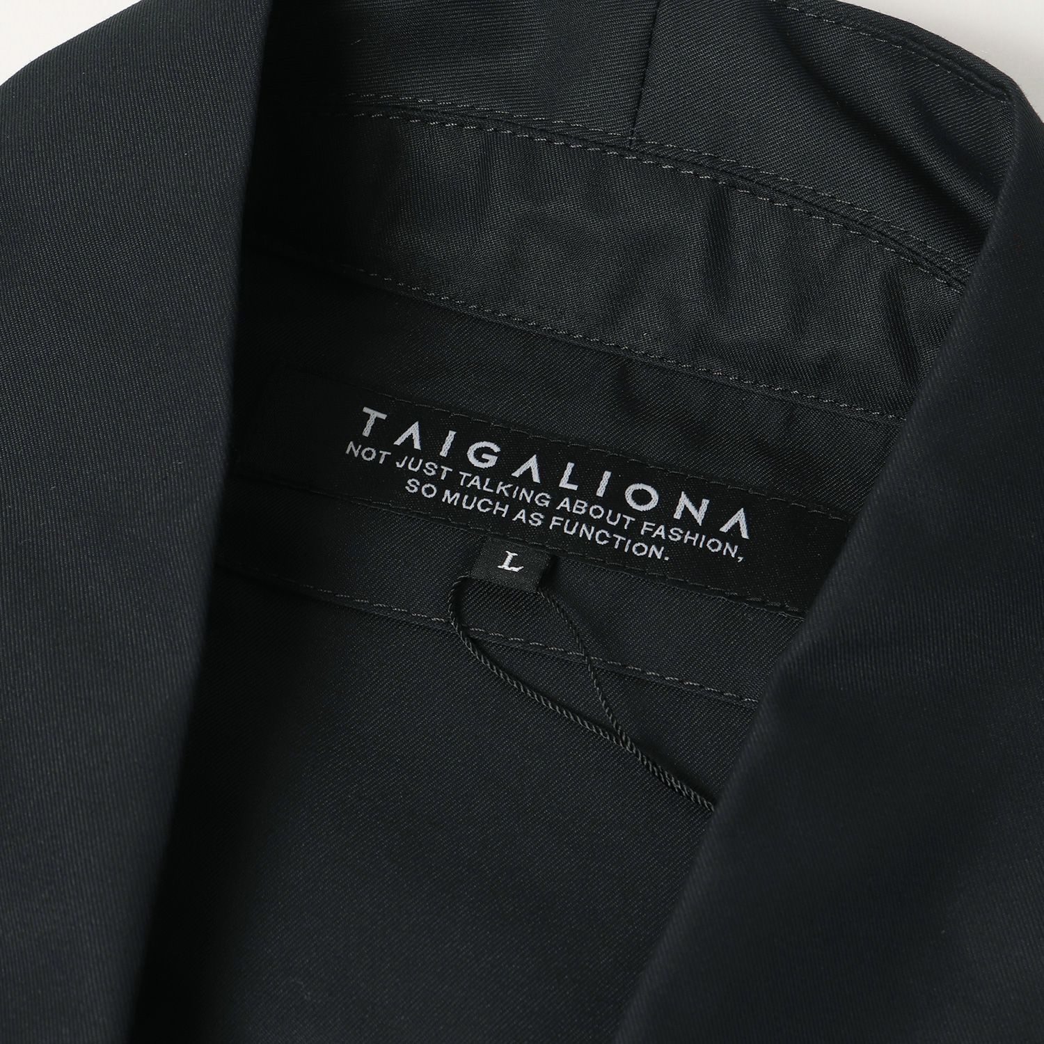 新品 TAIGALIONA タイガリオナ ストレッチ ポリ コットン 法被 コート ハッピ ジャケット アウター HAPPI ブラック 黒 L  シンプル カジュアル ブランド