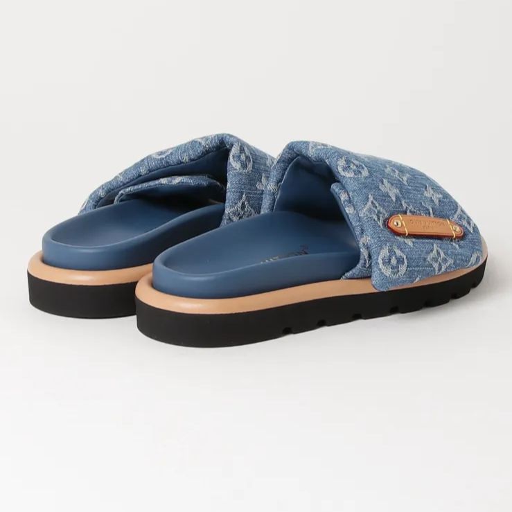 LOUIS VUITTON ルイヴィトン ミュール サンダル モノグラム デニム 中古・古着通販】LOUIS VUITTON (ルイ ヴィトン) モノグラムデニム