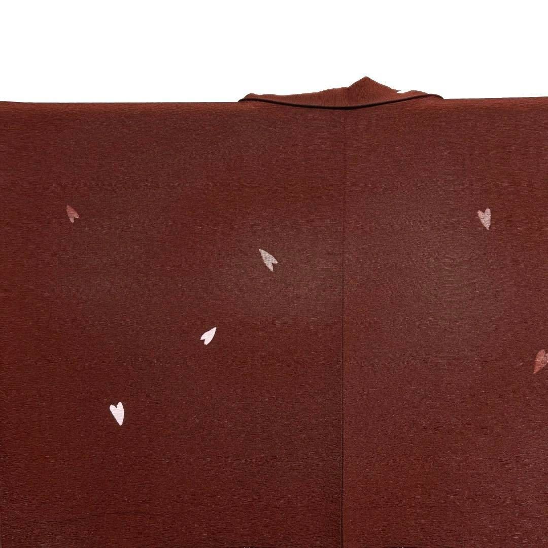 小紋 桜の花びら 桜吹雪 ブラウン お洒落 着物 014a d - メルカリ 