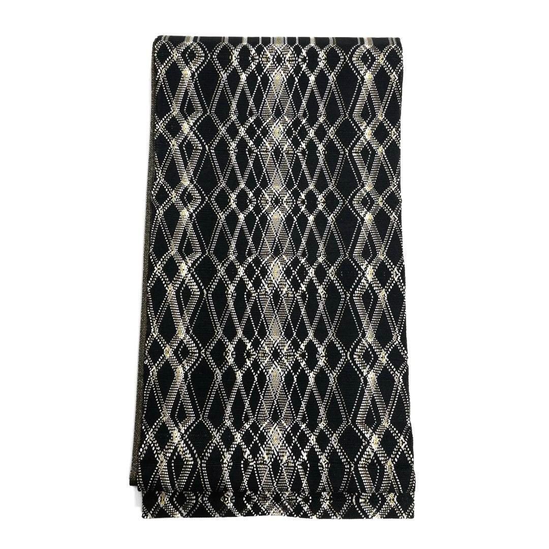 ひなや未着用袋帯手組み縦縞金糸菱抽象模様着物124a d