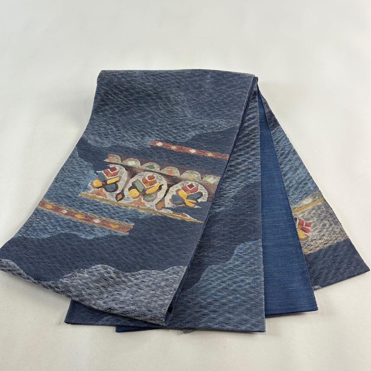 袋帯 秀品 草花 藍色 お太鼓柄 正絹 【中古】 - メルカリ