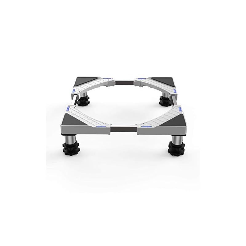 洗濯機 台 DEWEL 冷蔵庫置き台 13~17CM高度調節 増大増高ジャッキ付き 耐荷重約500kg かさ上げ 高さ調節 伸縮式 幅/奥行44.8～69cm 減音防振 調節簡単 昇降可能 4足 ステインレス製 防振パッド付き 0