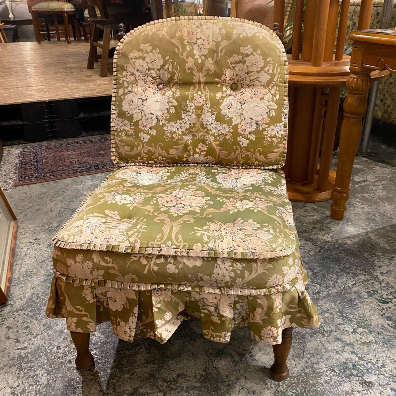 HIDA 飛騨産業 飛騨家具 キツツキマーク アームレスチェア ファブリック ウッドフレーム ローチェア●BC10N030