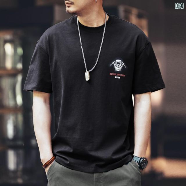 XL に メンズ ファッション 服 男性用 オシャレ シンプル 大人 かっこいい 大きいサイズ ストリート 紳士服 グリーン アメリカン レトロ 半袖 T シャツ 夏 ヘビーウェイト カジュアル 半袖 トップス