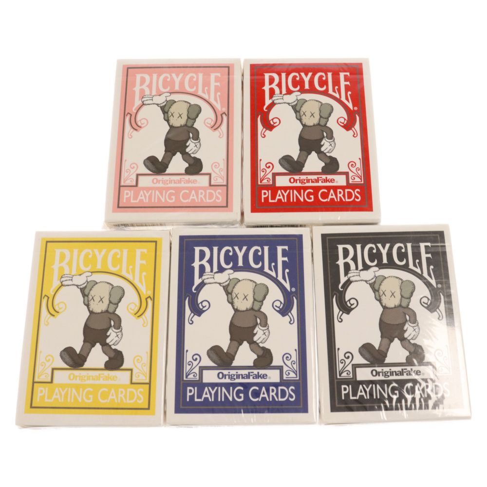 Original Fake (オリジナルフェイク) 【非売品】KAWS Bicycle Playing Card カウズ バイシクル プレイングカード  トランプ 5点セット ブルー/ブラック/イエロー/ピンク/レッド