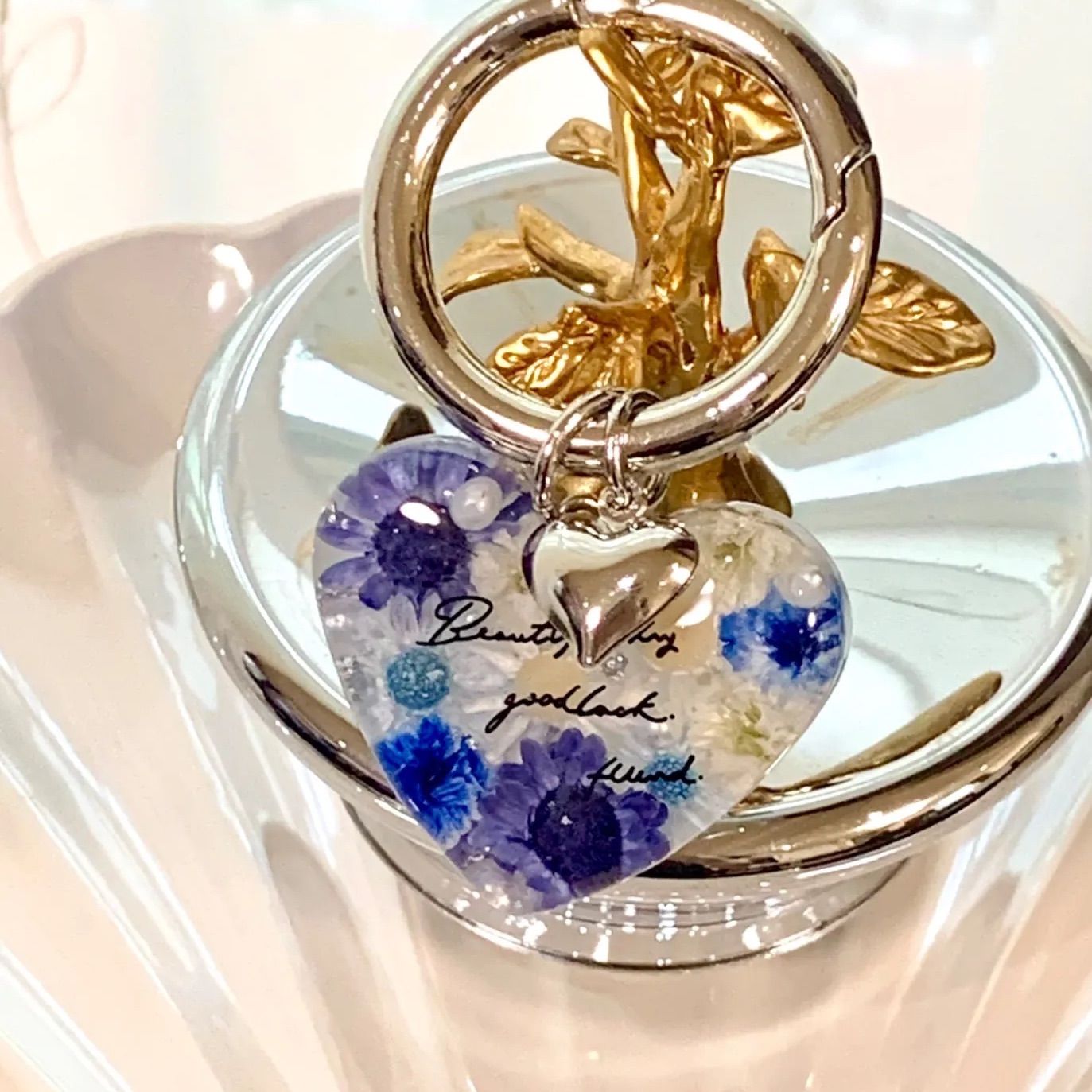 レジンネーム入りキーホルダー レジンハートキーホルダー レジン