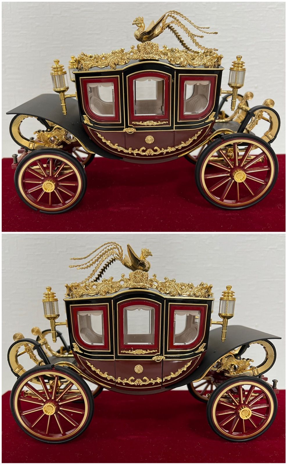 御料儀装車一号 天皇陛下の御料馬車 ガラスケース付 模型 置物 