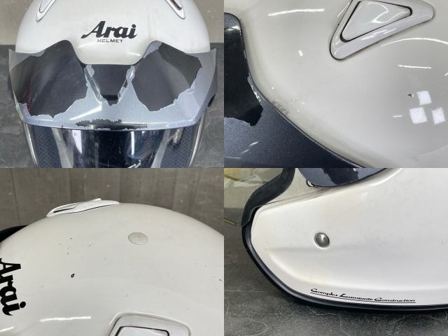 ジェットヘルメット 【中古】 Arai アライ UP TOWN SZ-M 59-60cm ホワイト オートバイ バイク アップタウン PSCマーク有 / 58196