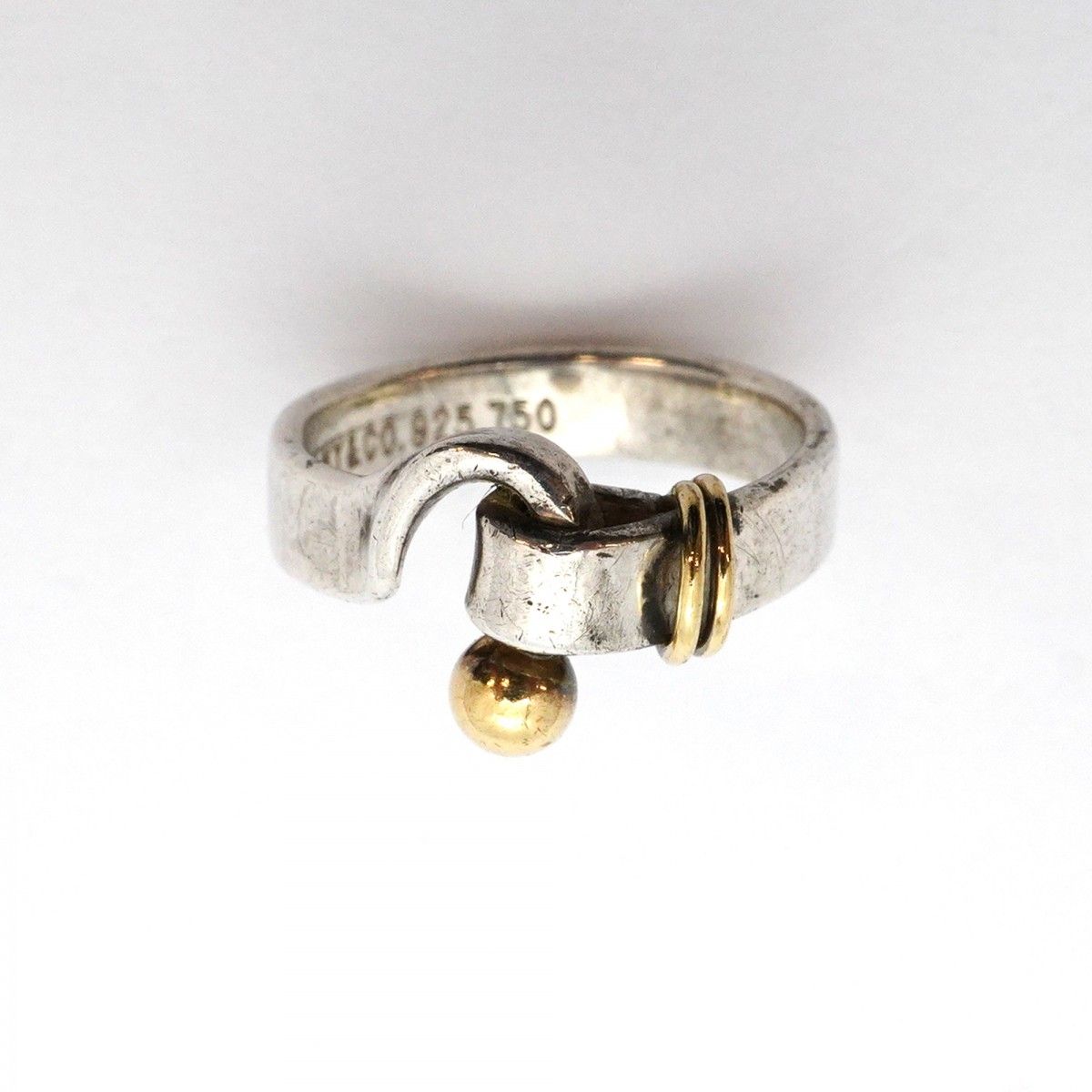 5jmb0034 ティファニー リング フック＆アイ K18YG イエローゴールド シルバー925 10号 レディース