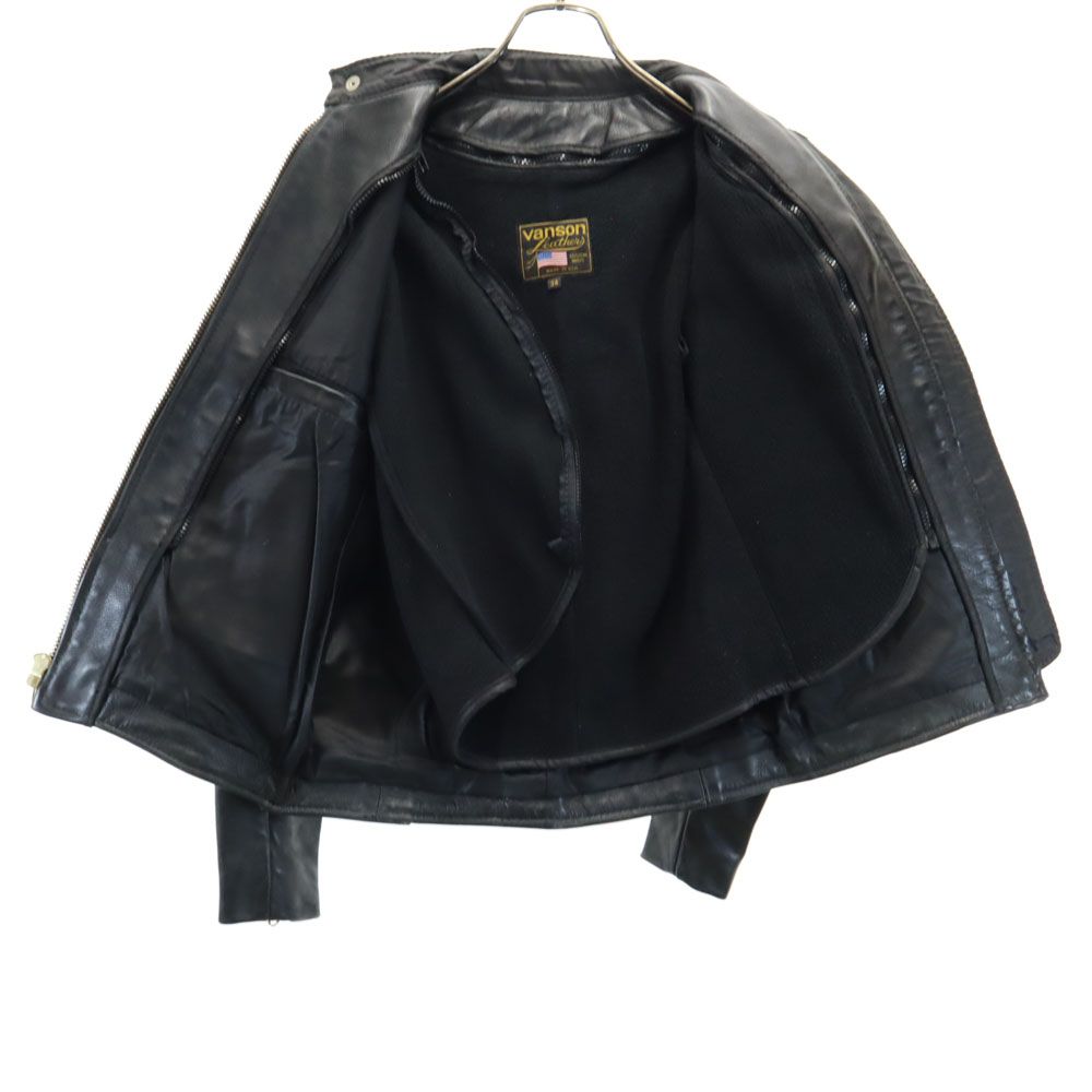 バンソン USA製 レザー シングルライダースジャケット 34 ブラック VANSON leather ライナー付き メンズ バンソン USA製 レザー シングルライダースジャケット 34 ブラック