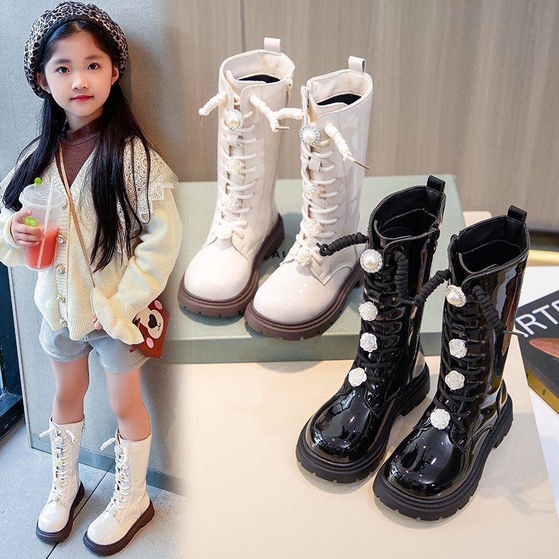ロングブーツ キッズ 女の子 子供靴 編み上げブーツ キッズブーツ 痛くない 歩きやすい 履きやすい 脱ぎやすい おしゃれ シンプル カジュアル 韓国 おしゃれ 長靴 厚底 袴 発表会 卒園式 普