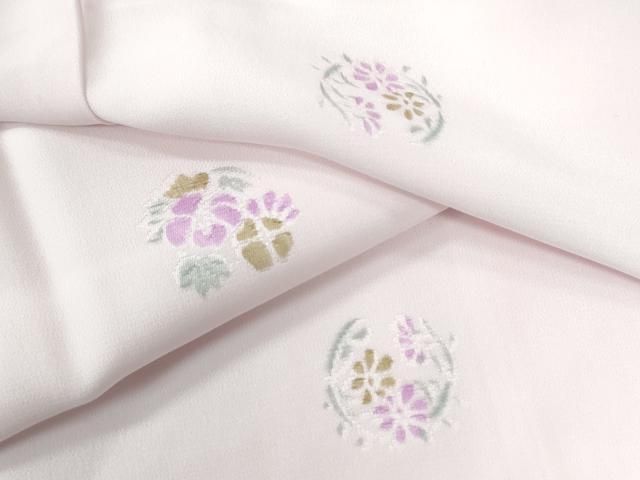 【銘品新品】京都老舗銘店「ゑり善」誂え長襦袢 薄緑色「花丸文様」袖無双仕立て 金襴生地販売 金色花丸文 (鶸萌黄)柄の生地販売なら都香庵