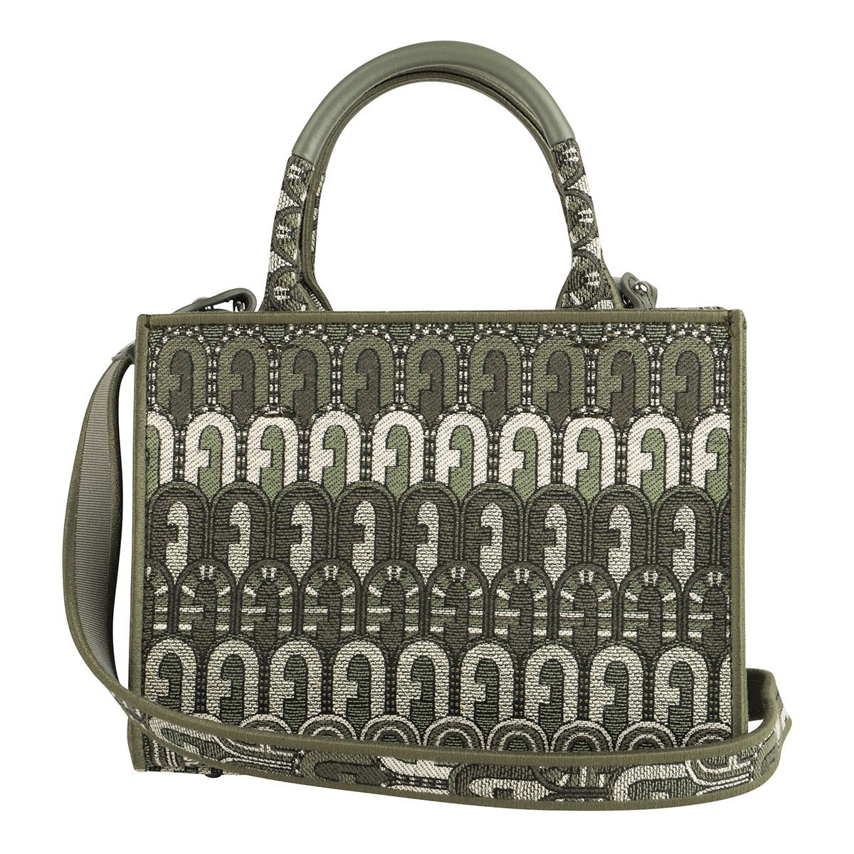 FURLA Opportunity Mini Tote Bag Ethnic Jacquard Cactus Green
