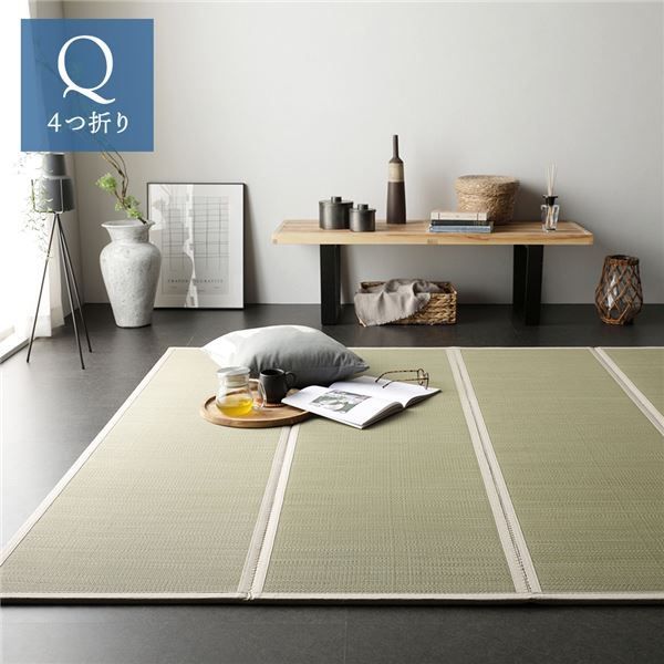 ふるさと納税 畳マット 四つ葉 4連タイプ約100×200cm 厚み:約1.5cm（最厚部）置き畳 ユニット畳 4つ折れ い草 カビ対.. 岡山県岡山市 国産畳マット 四つ葉 4連タイプシングル約100×200cm 厚み:約1.5