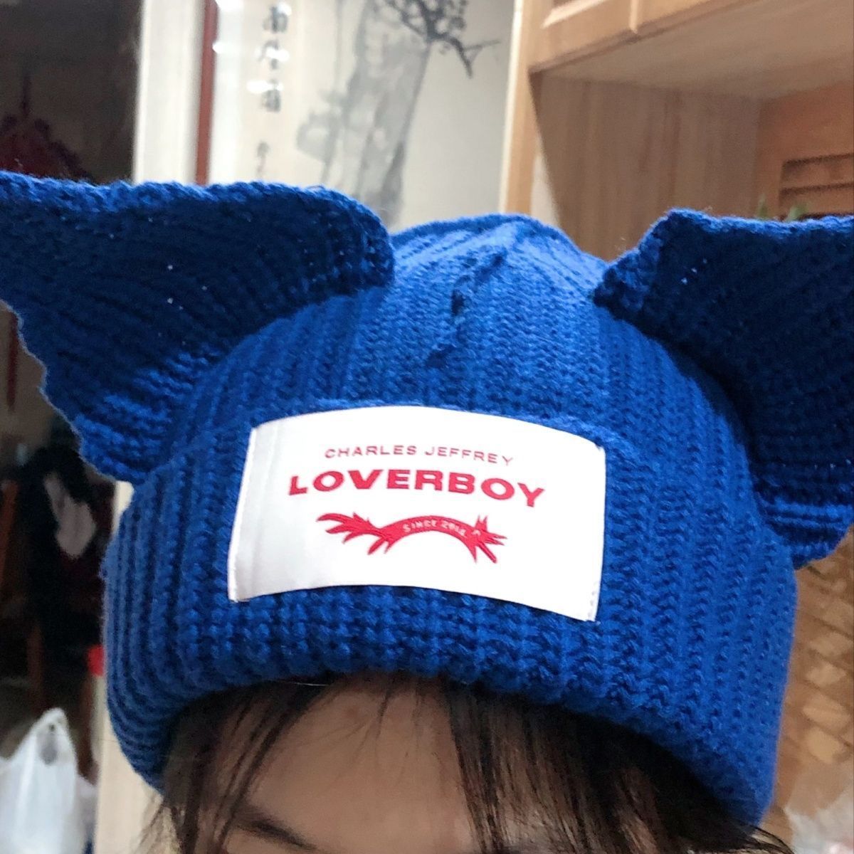 CHARLES JEFFREY LOVERBOY ビーニー 猫耳 ニット帽 ブルー - メルカリ