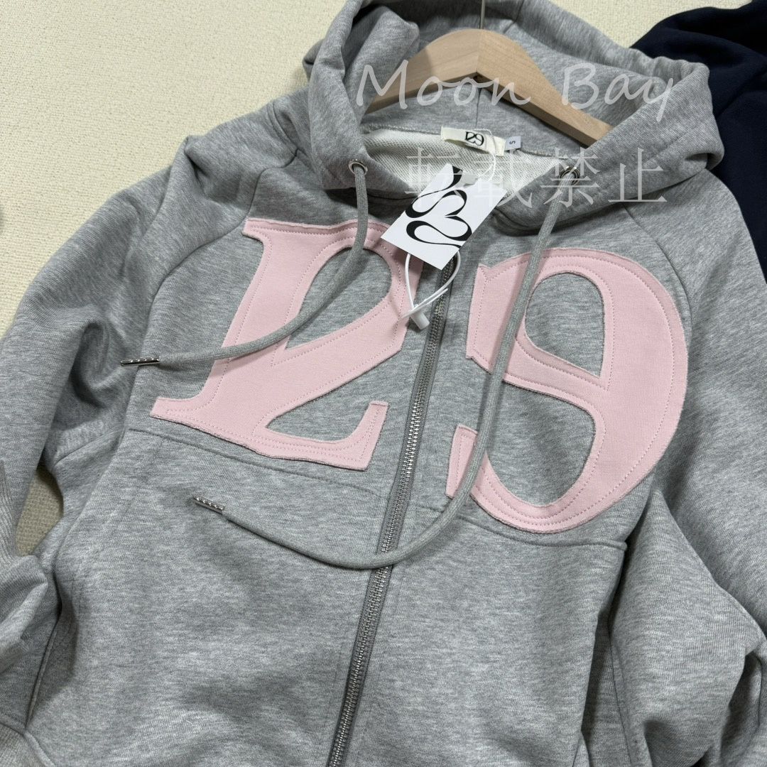 ☆ILLIGO☆ 129 logo patch hood zip-up light gray (ILLIGO