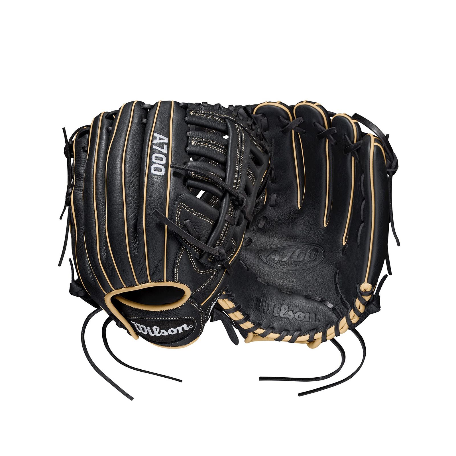 Wilson 2025 A700 12.5インチ 外野 野球グローブ - ブラック|ブロンド|ホワイト 右利き用