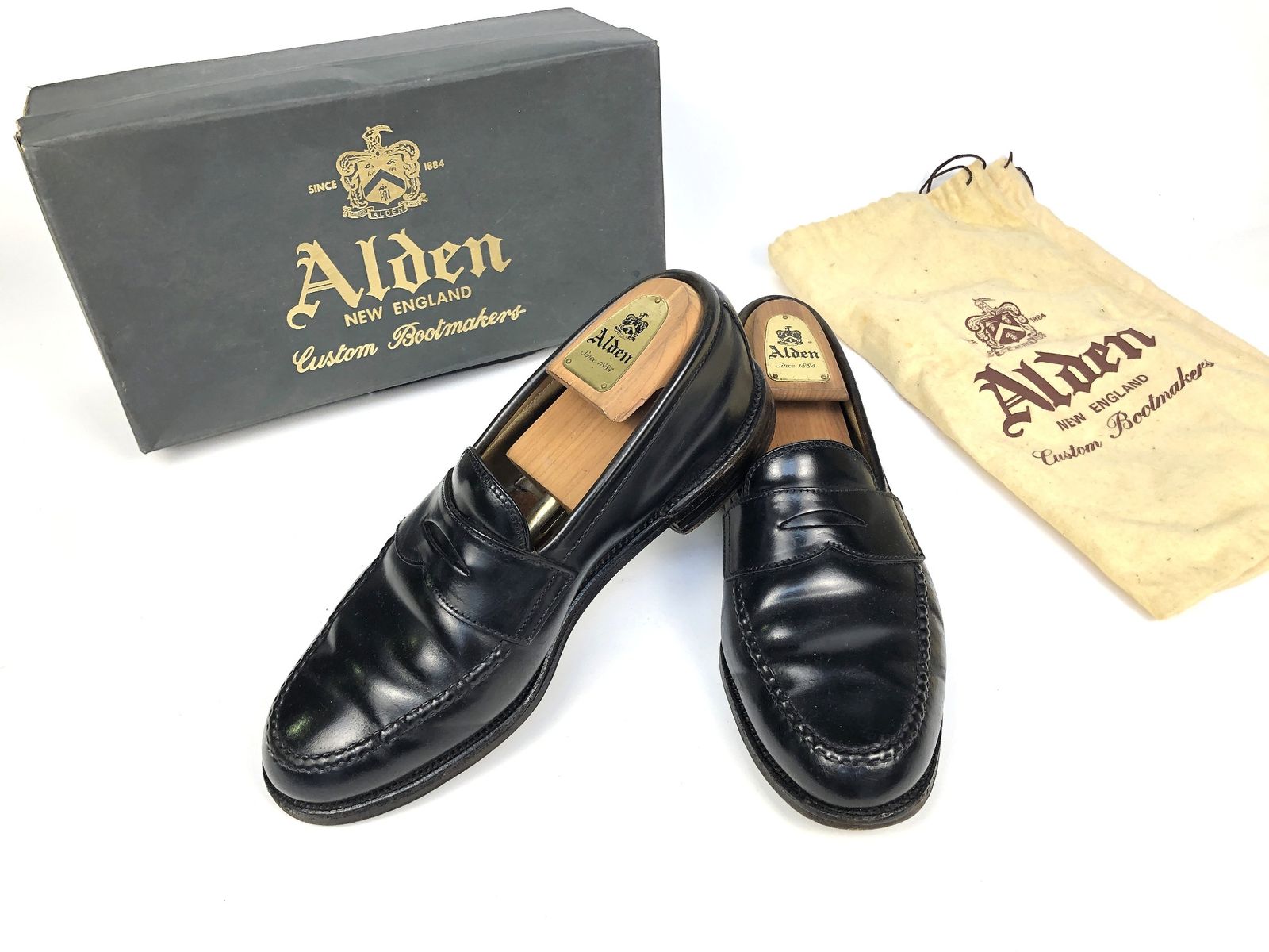 ALDEN SHIPS オールデン シップス 7141 115-01-0079 コードバン ペニーローファー レザーシューズ サイズUS6 別注モデル ブラック シューキーパー