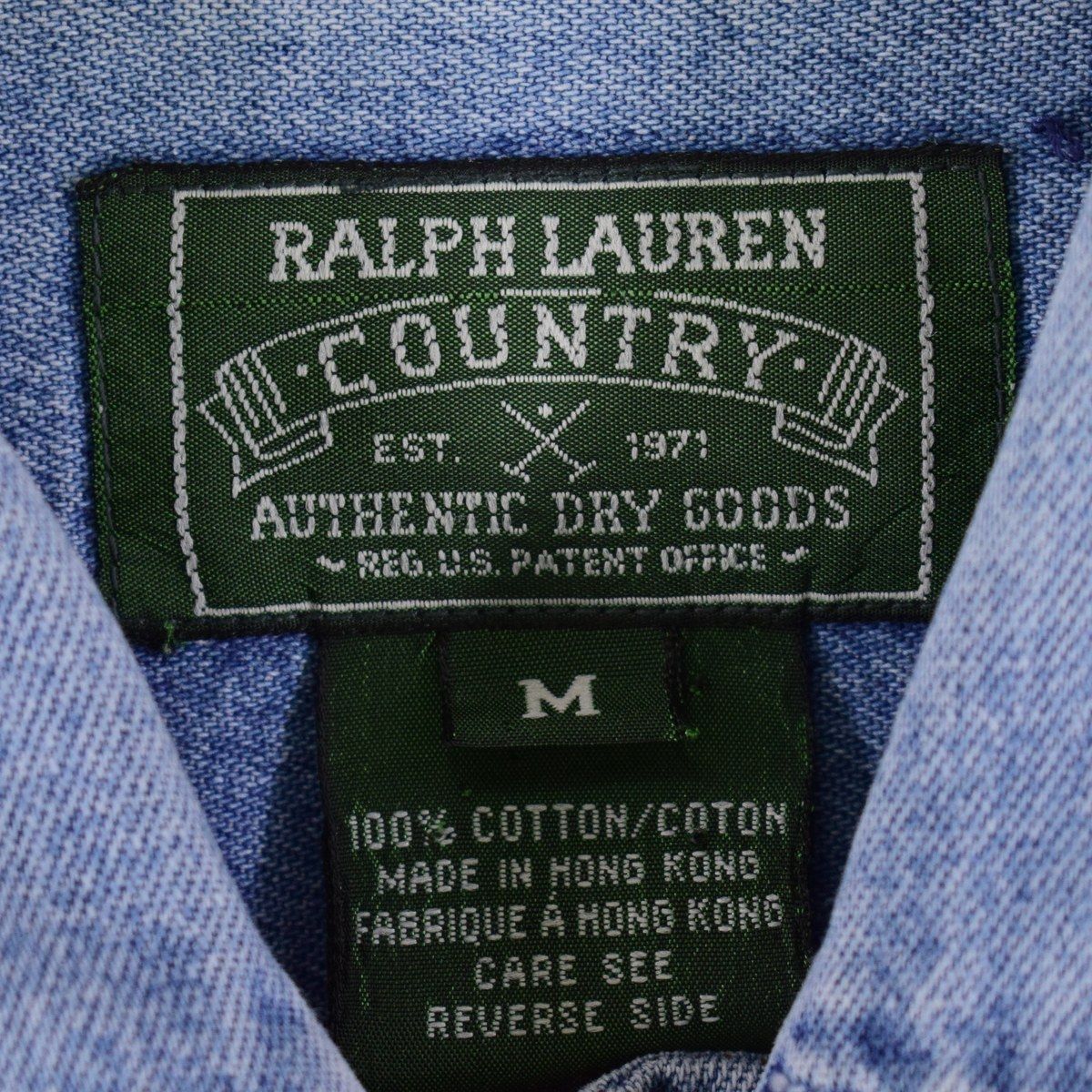 美品 90s ポロカントリー ラルフローレン 長袖デニムシャツ M 1362 90s POLO COUNTRY Denim BD L/S Shirt 紺 M ポロカントリー 長袖