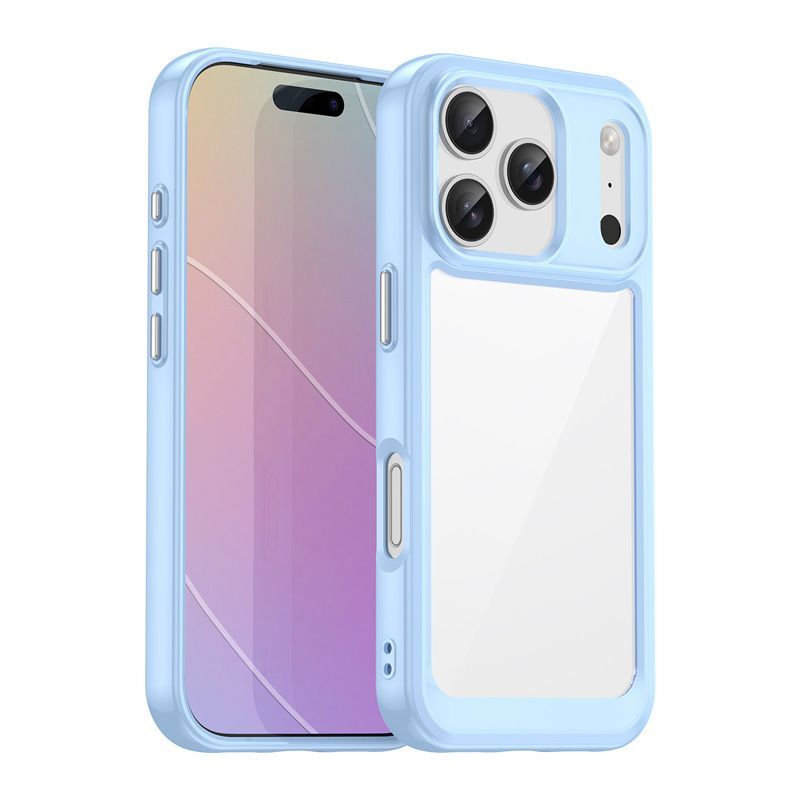 iPhone17ProMax ケース 背面クリア カラーTPUバンパー 耐衝撃 軽量