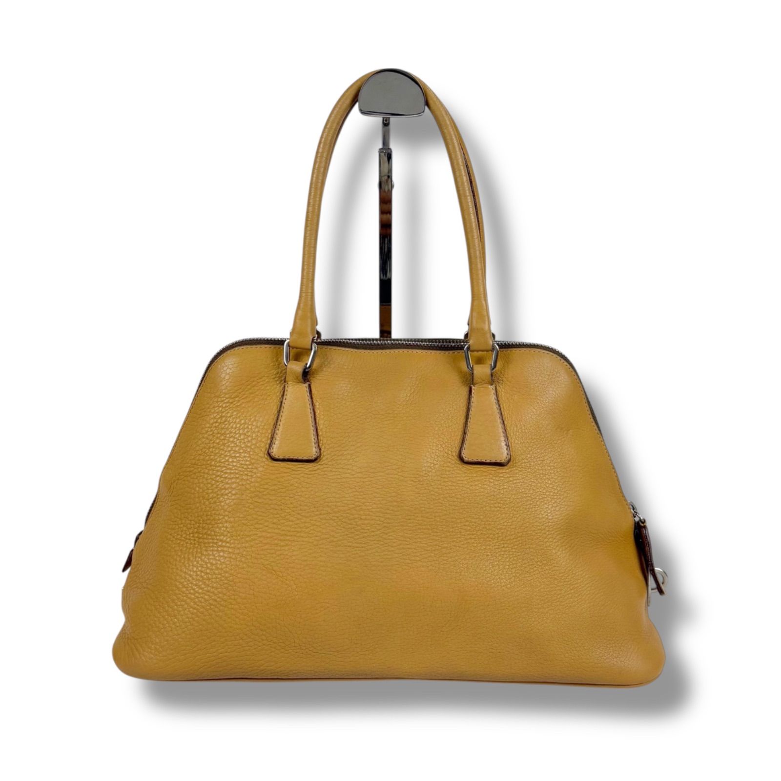 プラダ PRADA ショルダーバッグ ミニトートバッグ レザー トライアングルロゴ 三角ロゴプレート ベージュ