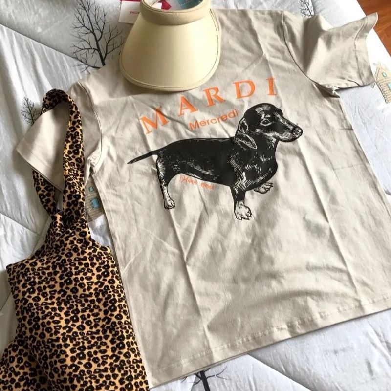 Mardi Mercredi マルディメクルディ Tシャツ 春夏 韓国 人気 ファッション レディース 半袖Tシャツ Free Size ダックスフンド  - メルカリ