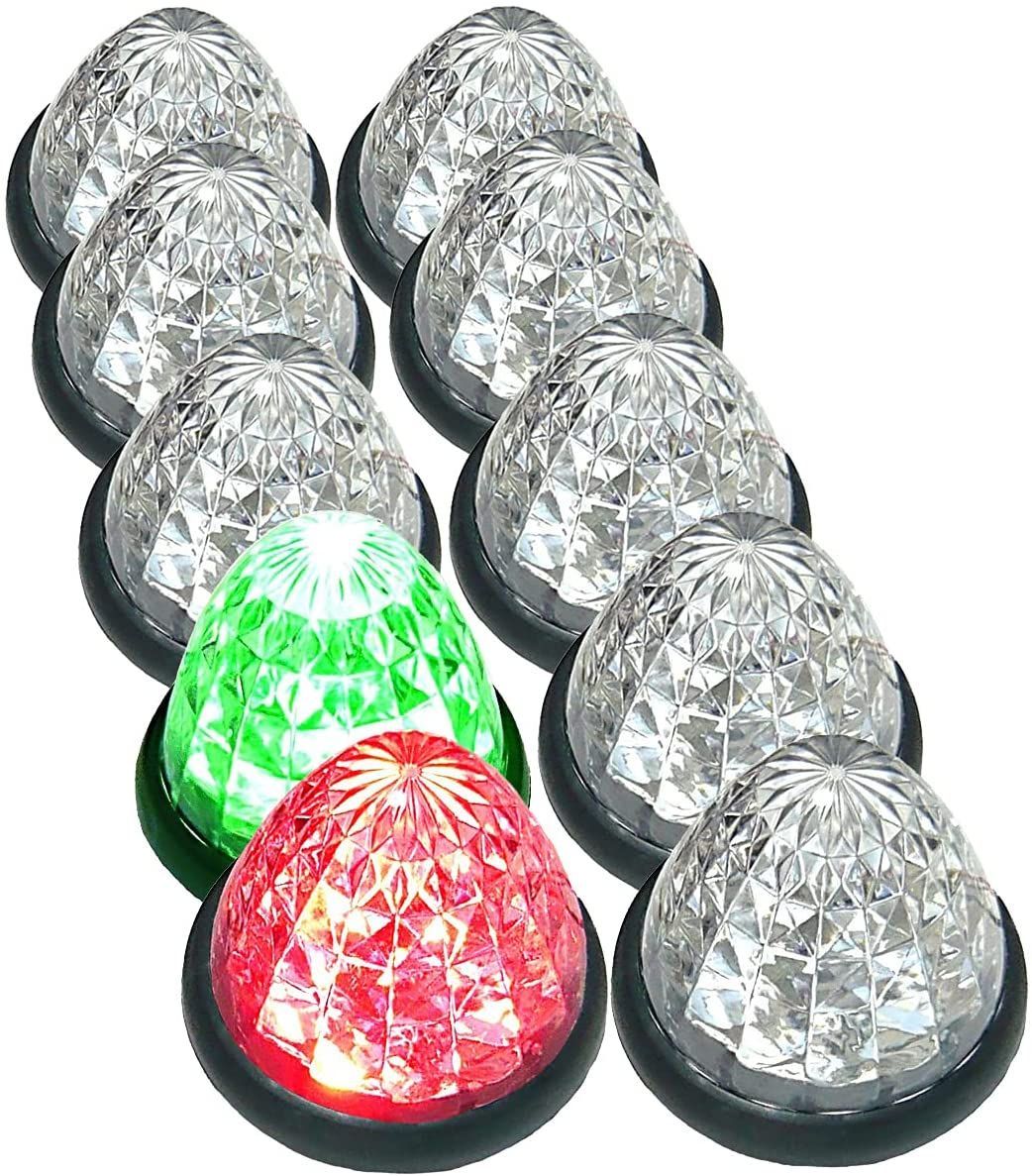Customize（カスタマイズ） トラック用 マーカーランプ サイドマーカー 16LED 24V 用 標識 ランプ 汎用 10個 セット グリーン / レッド