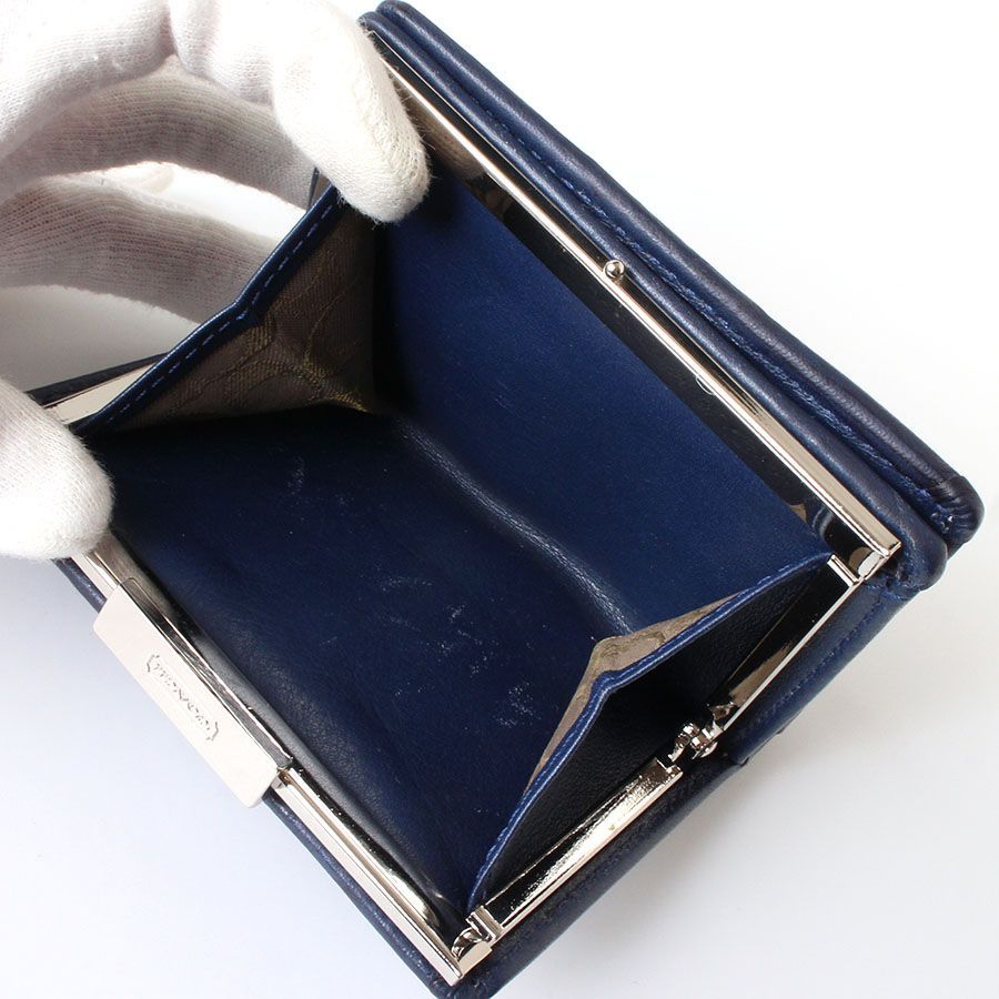 M28139 COACH コーチ 二つ折り 財布 レザー ネイビー×シルバー 紺