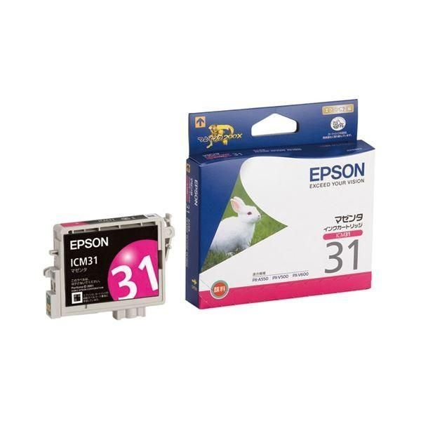 (まとめ) エプソン EPSON インクカートリッジ マゼンタ ICM31 1個 〔×10セット〕