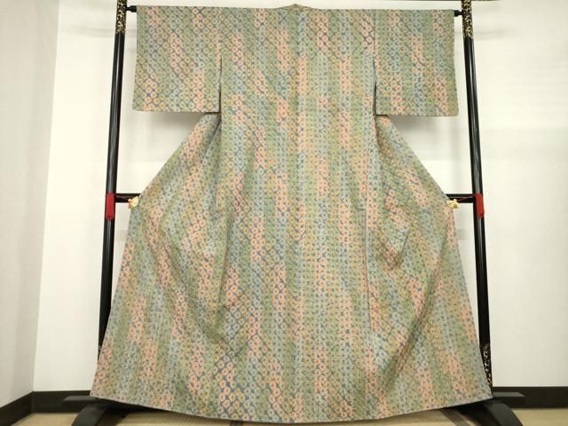 正絹 名古屋帯 藤娘 きぬたや謹製 間道花図案 絞り染 未