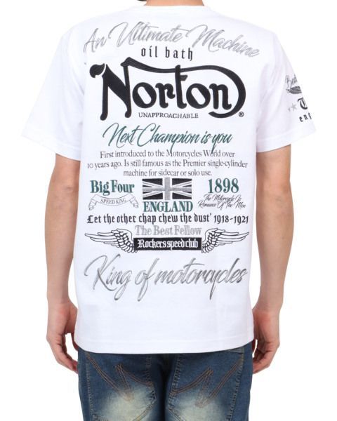 90s イギリス製 Norton Tシャツ 長袖 ホワイト ビッグロゴ ロゴ