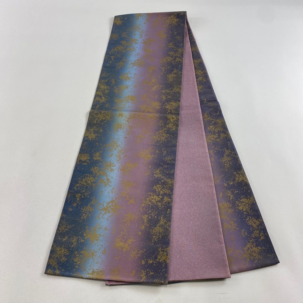 袋帯 美品 名品 幾何学 金糸 灰紫 全通 正絹 中古 袋帯 美品 秀品 幾何学 金糸 灰紫 全通 正絹 中古 袋帯 美