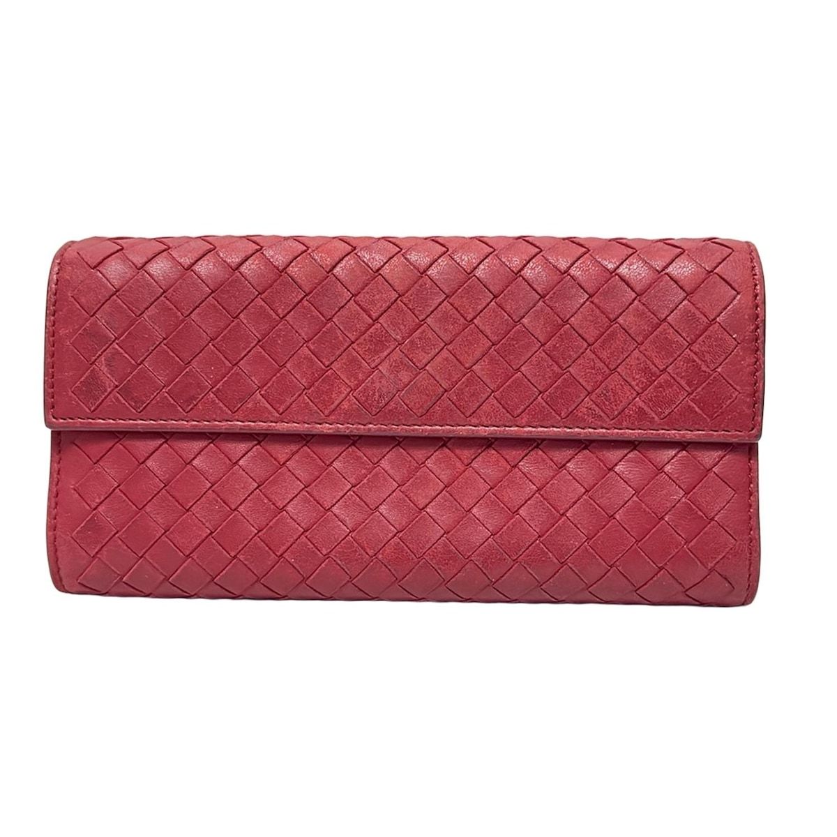 BOTTEGA VENETA ボッテガヴェネタ 長財布 イントレチャート レッド レザー