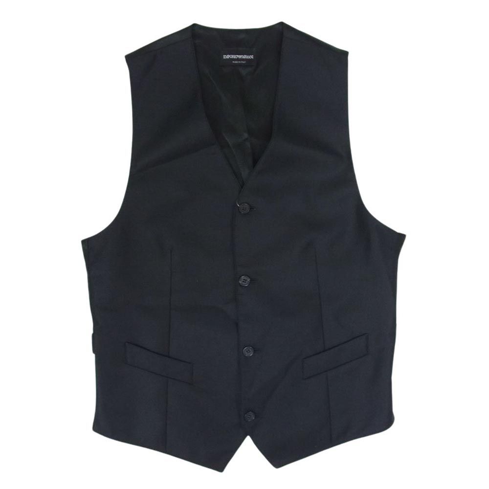 Emporio Armani エンポリオ・アルマーニ U1K020 U1105 異素材切替 ベスト ジレ ブラック系 46【中古】
