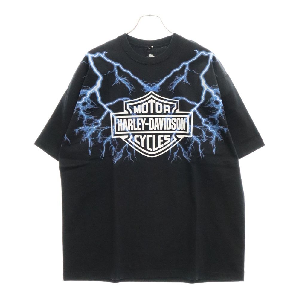 NEIGHBORHOOD (ネイバーフッド) 22AW×HARLEY DAVIDSON ハーレーダビットソン ライトニング ボルトロゴプリント半袖Tシャツ ブラック 222PC05N-CS02