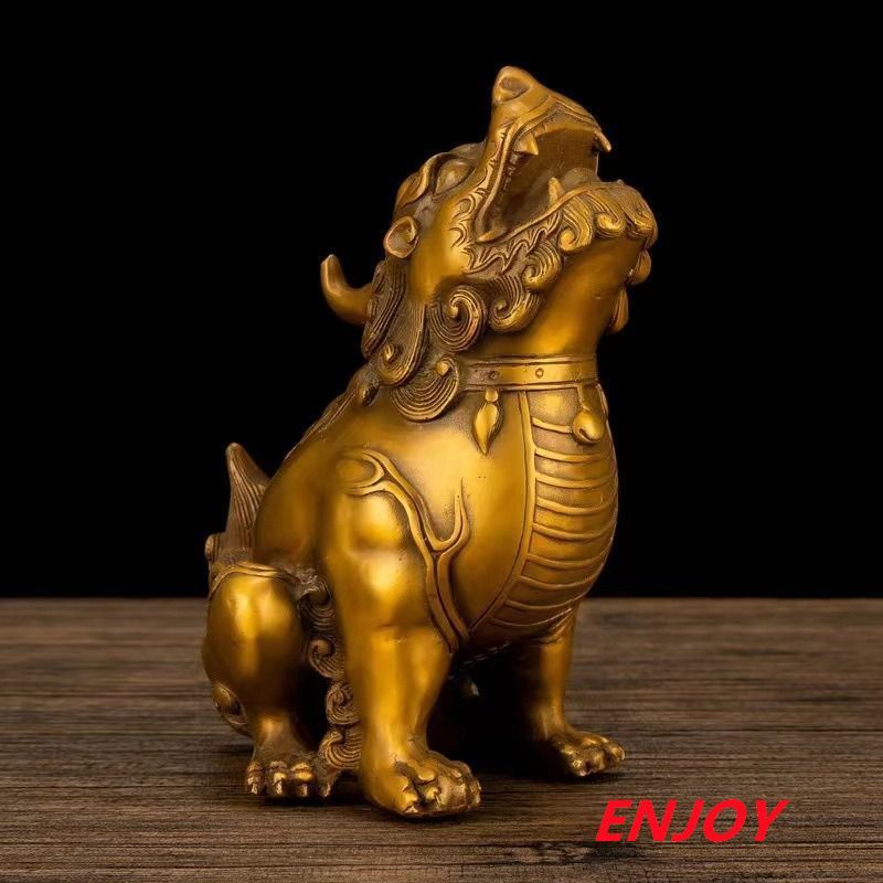 発売中 獅子 ライオン 置物 オブジェ 金 ゴールド 風水グッズ オーナメント 装飾品 工芸品 美術品 運気 風水 開運 健康運 出世運 家庭運 家内安全 銅製 財運 縁起物 インテリア かっこいい