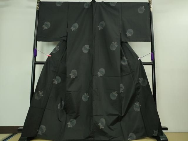 平和屋着物□極上 本場大島紬 単衣 雪輪花鳥文 やまと誂製 逸品 未使用