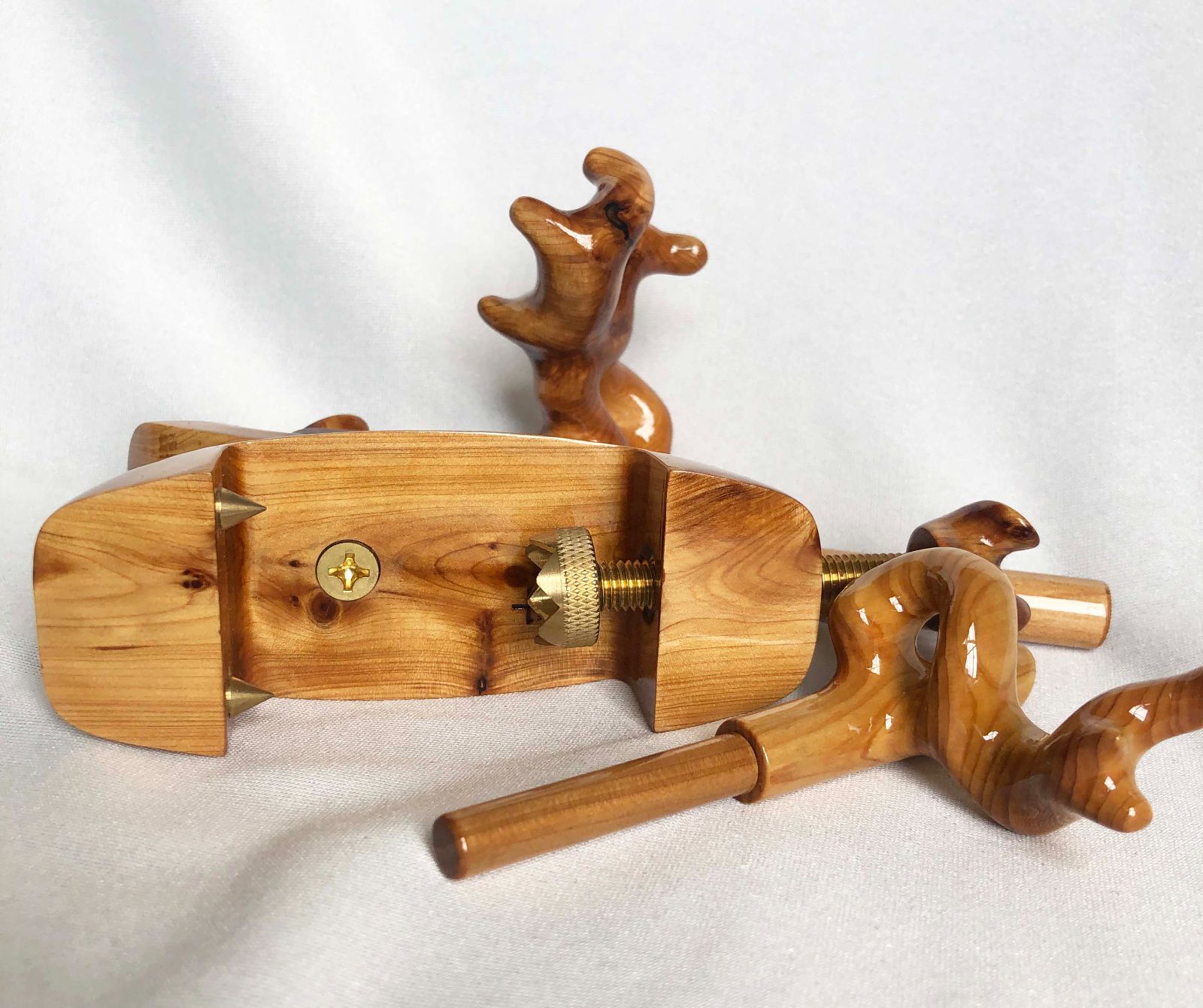 ヘラブナ 天然木崖柏（ヒノキ) 弓型万力 ヘラブナ釣具用品 袋竿