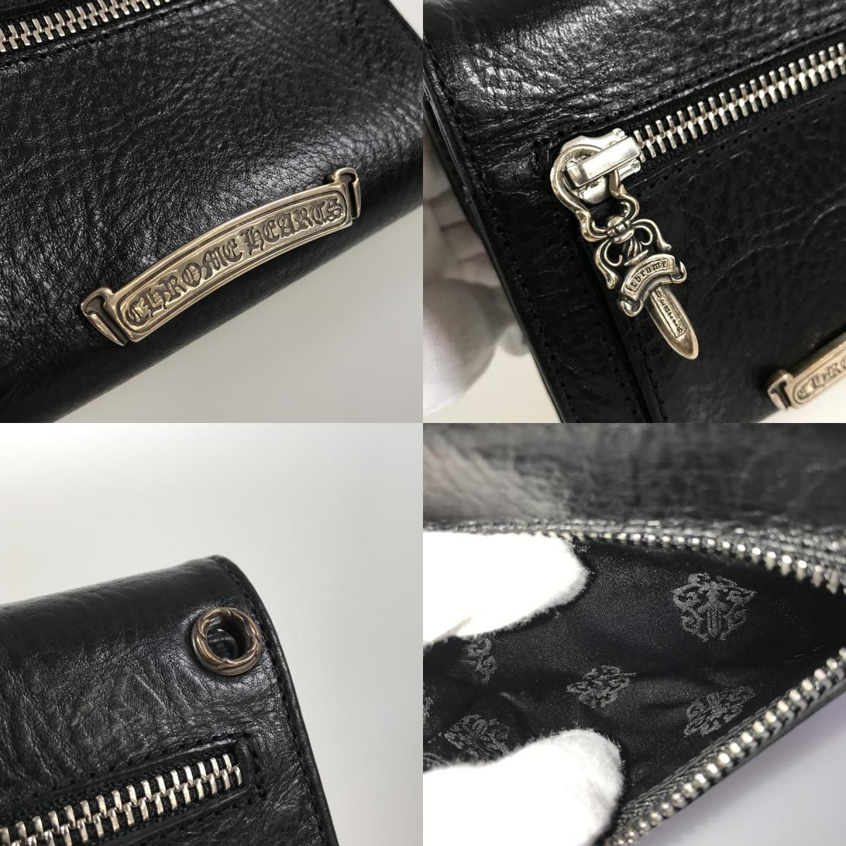 クロムハーツ CHROME HEARTS ウェーブミニ レザー 三つ折り財布 fke【中古】