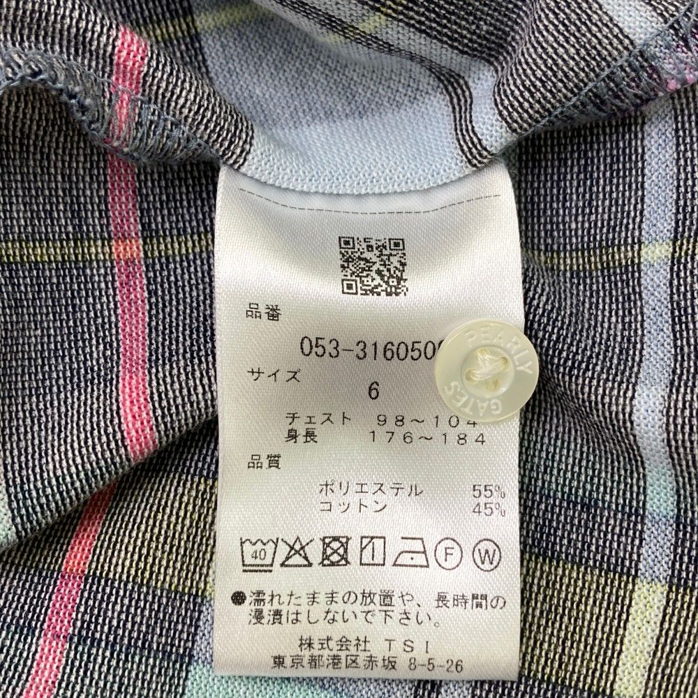 サイズ：6 PEARLY GATES パーリーゲイツ 2023年モデル 半袖ポロシャツ チェック柄 ネイビー系 [240101436849] ゴルフウェア メンズ ストスト サイズ：6 PEARLY GATES パーリーゲイツ 2023年モデル 半袖