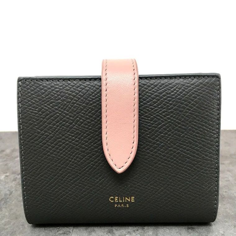 送料込み ♥品 CELINE コンパクトウォレット グレー×ピンク き 394