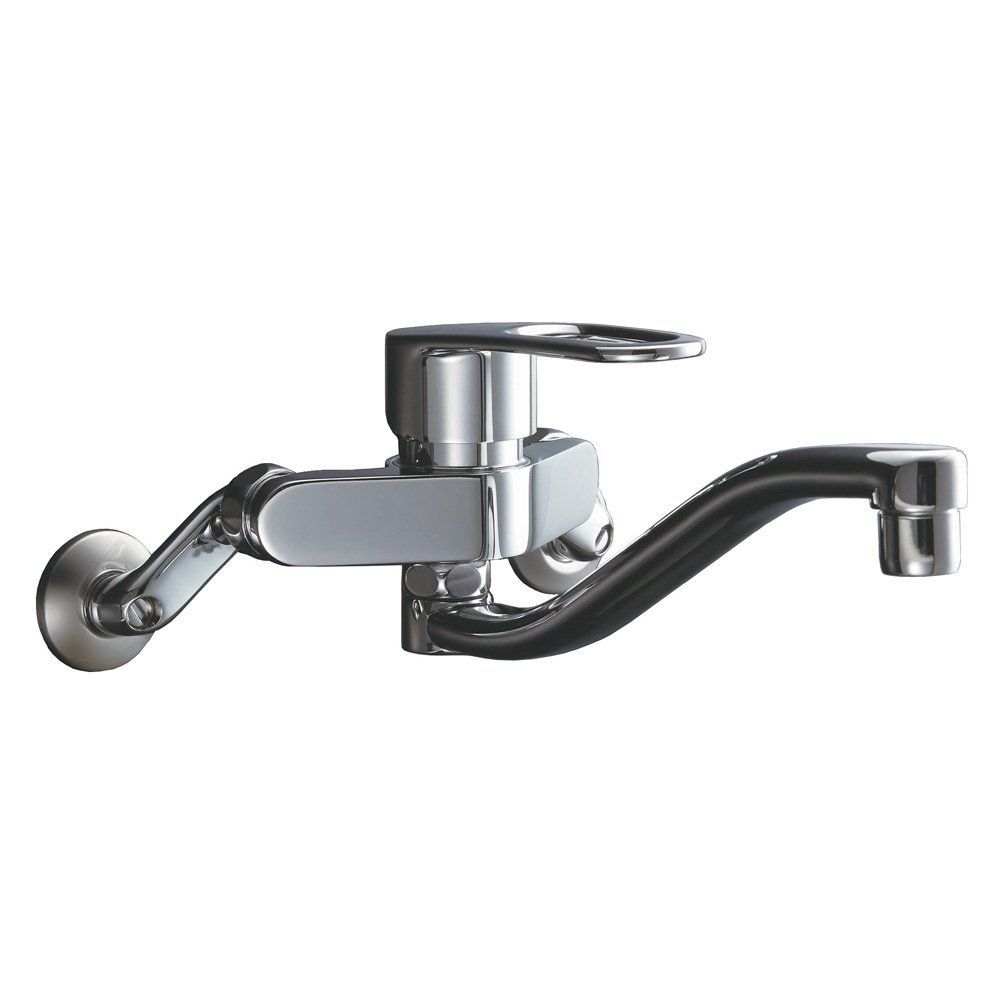 LIXIL(リクシル) INAX キッチン用 壁付 シングルレバー混合水栓 エコハンドル アップ吐水220mm 上向吐水パイプ 凍結防止水抜き仕様 RSF-863YN