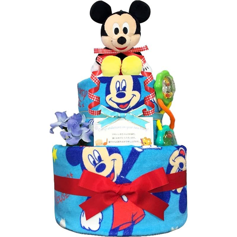 KanonBabys おむつケーキ 男の子 ミッキー ディズニー 出産祝い 2段 Sサイズ 0