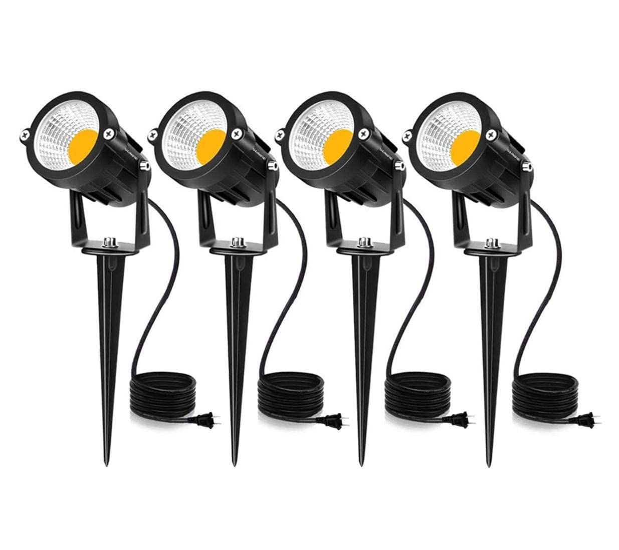 【人気商品】3000K LEDガーデンライト 400LMガーデンスポットライトIP65防水ガーデン照明 電球色 上下左右に回転可能 5W 風景ライト＆芝生ライト庭園照明 Herimo ５万時間の寿命（4個セット）