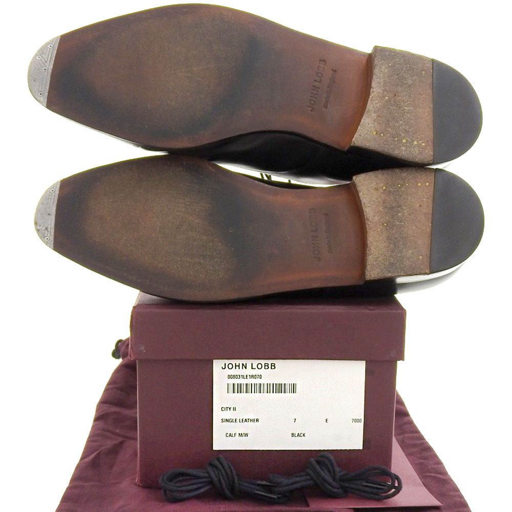 JOHN LOBB ジョンロブ 美品 John Lobb ジョンロブ CITYII シティ2 カーフ シングルレザー ストレートチップ  ドレスアップシューズ ブラック 7E 7000ラスト ブラック - メルカリ
