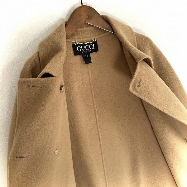 wnc グッチ GUCCI コート 46 キャメル色 金ボタン ヴィンテージ