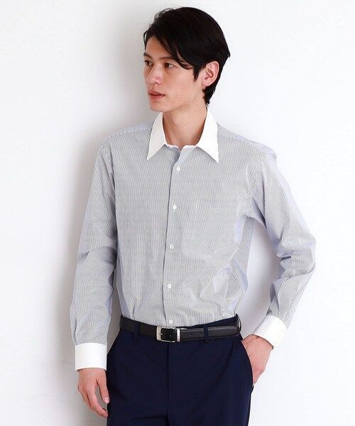 新品 タケオキクチ THE SHOP TK ベーシック フェイクレザー トートバッグ メンズ バッグ 紺×白 5643○THE SHOP TK タケオキクチ○新品 洗濯機OK クールビズ