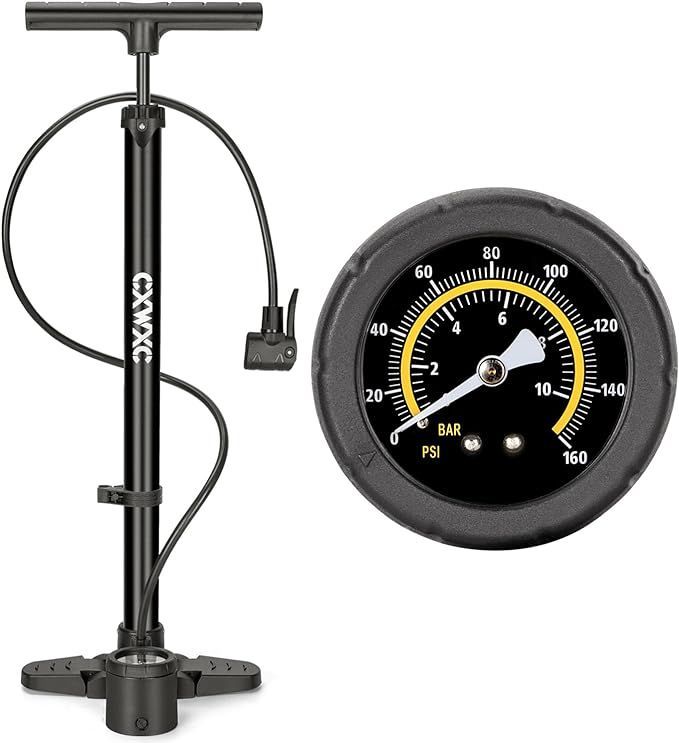 最安値，爆買い 【在庫処分】CXWXC 自転車 空気入れ 仏式/英式/米式 全バルブ対応 ゲージ付 160psi/ 1100kPa ロードバイク、クロスバイク、ママチャリなどの自転車対応 アルミ製 (CX-AIR11) 応募券