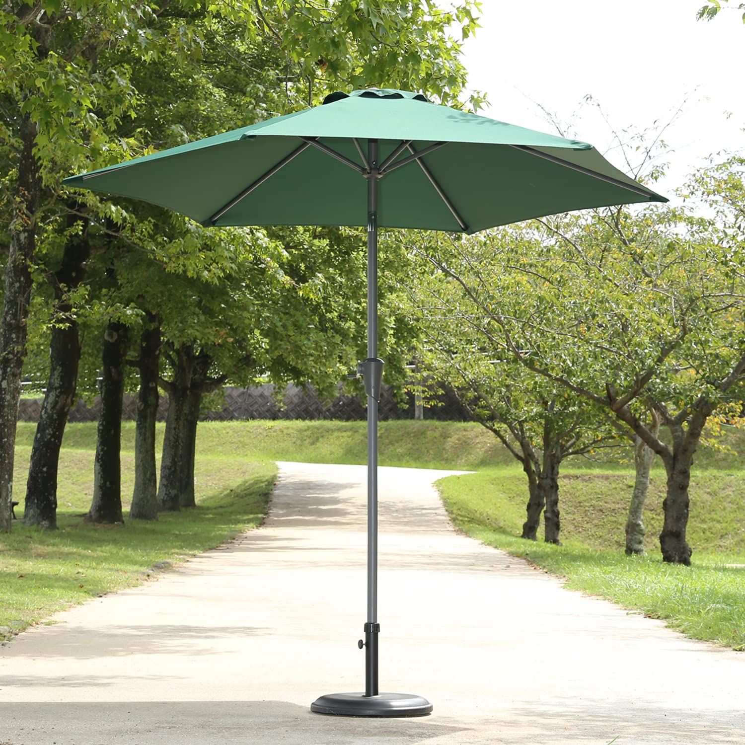 37850 チルト機能 クランク開閉 アルミ製 グリーン 幅202×奥行240×高さ234㎝ パラソル 不二貿易